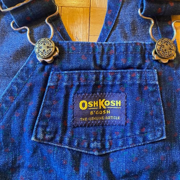 Vintage 80s Toddler OshKosh B'Gosh Overalls with cherry print, Kids Jumper - Picture 2 of 8